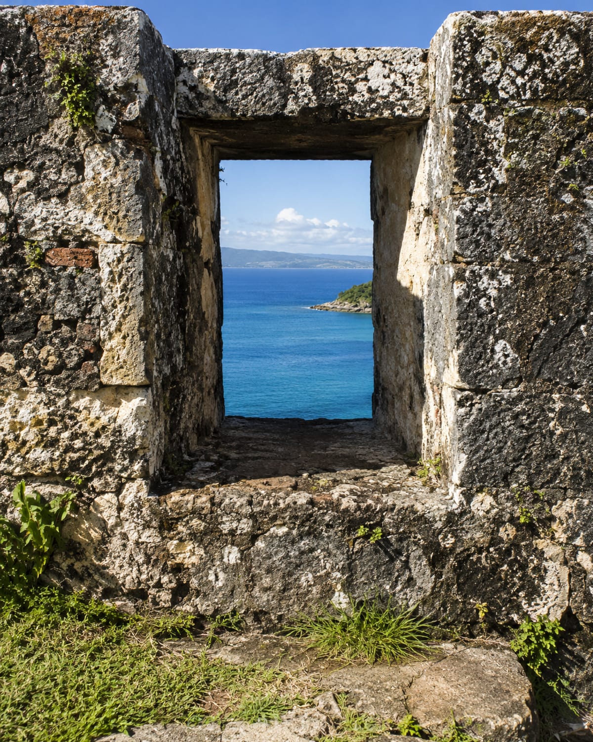 An old stone fort wall facing the sea