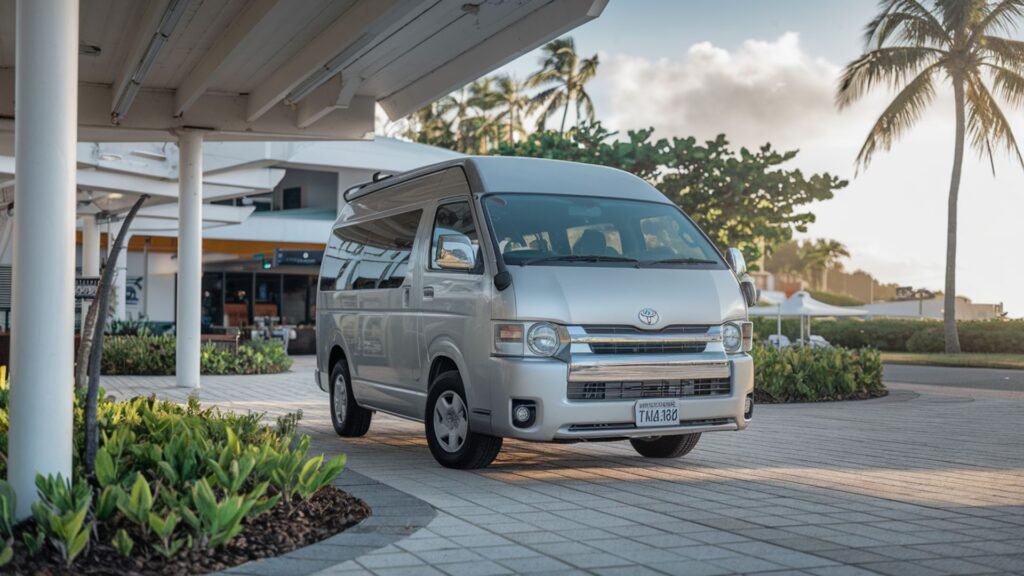 Transport van at Ian Fleming International Airport terminal