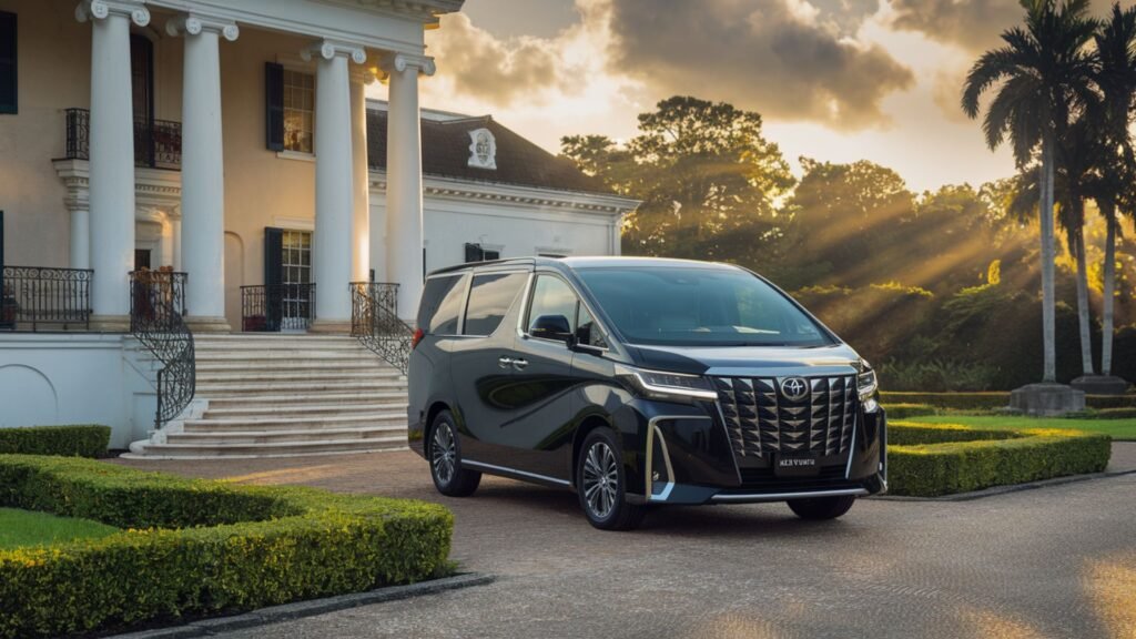 Luxury van at historic Rose Hall Great House entrance