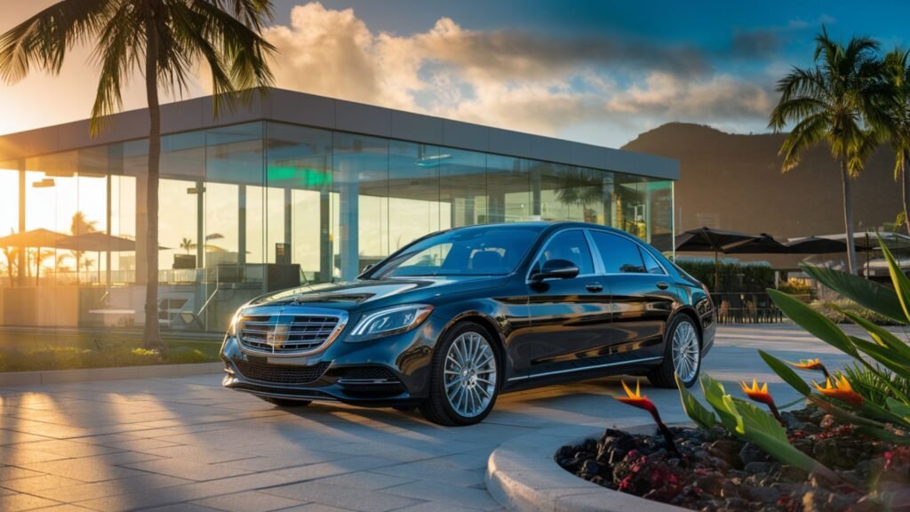 Luxury sedan at Norman Manley Airport VIP terminal